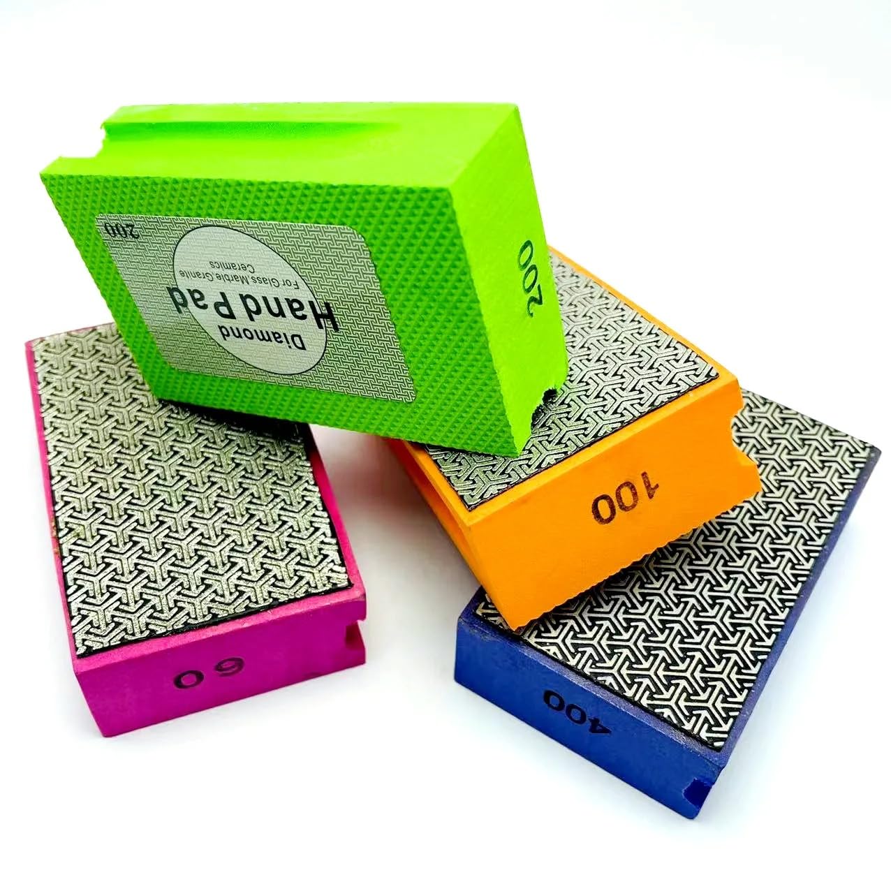 1–4 Pcs Diamond Hand Polishing Pads – 95×60 mm Abrasive Sanding Blocks for Tile, Glass, Stone, Marble, Ceramic (4pcs)
