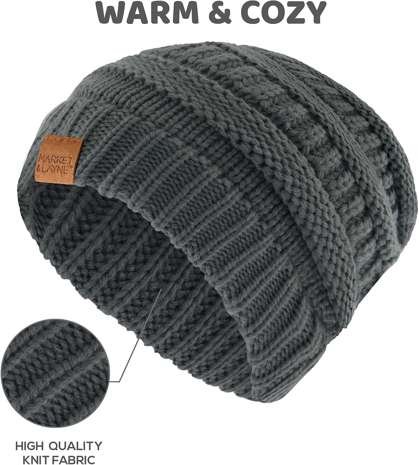 Market & Layne Beanies Women Warm Winter Beanie for Women Thick Chunky Knit Beanie Hats for Women Winter Hats for Women