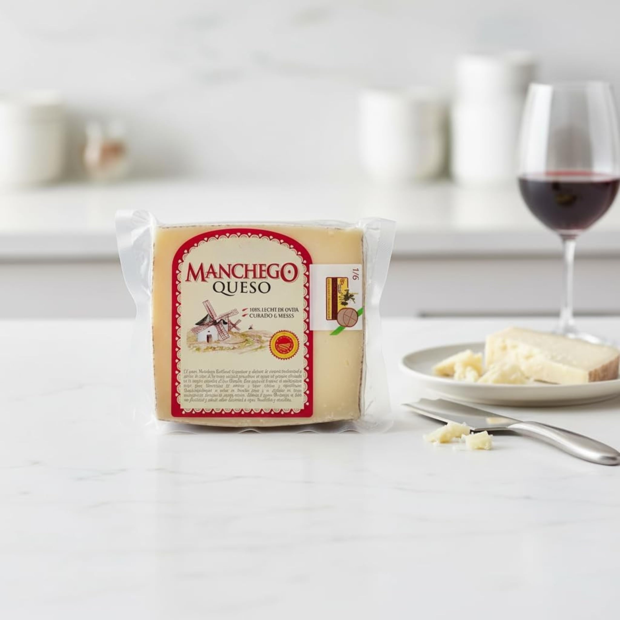 Queso Manchego Curado - 6 Meses con Denominación de Origen Protegida (D.O.P.) - 100% Leche de Oveja Manchega - Pieza de 500g Envasada al Vacío - NEXU