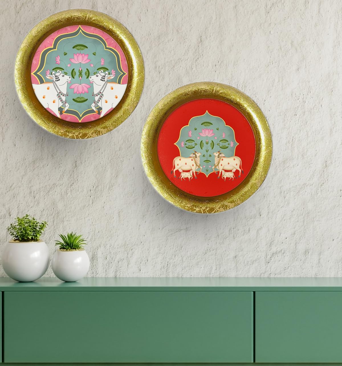 DEC ABODE Wall Plate Hanging Decor Iron Wall Plate for Home Decoration Livingroom, Bedside Size 10"