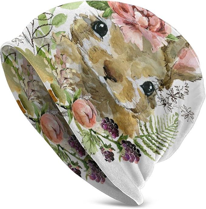 Amazon ニット帽 春 夏 帽子 ソフトガーゼ ロールアップワッチ ビーニー ニットキャップ 漫画のウサギ 森の動物のイラスト かわいい水彩うさぎ オールシーズン ストレッチ性 柔らかい 男女兼用 ニット 通販