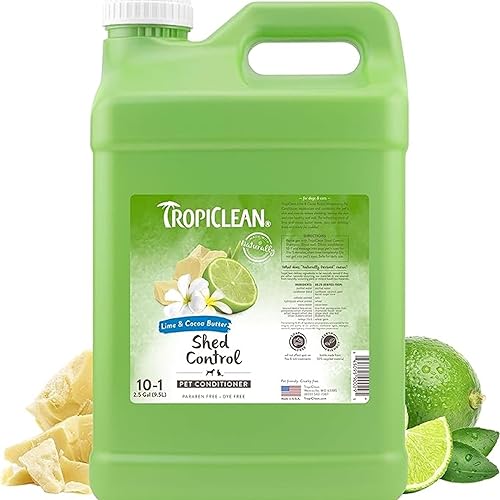TropiClean Acondicionador para perros de lima y mantequilla de coco para el control de desprendimiento, acondicionador natural para mascotas