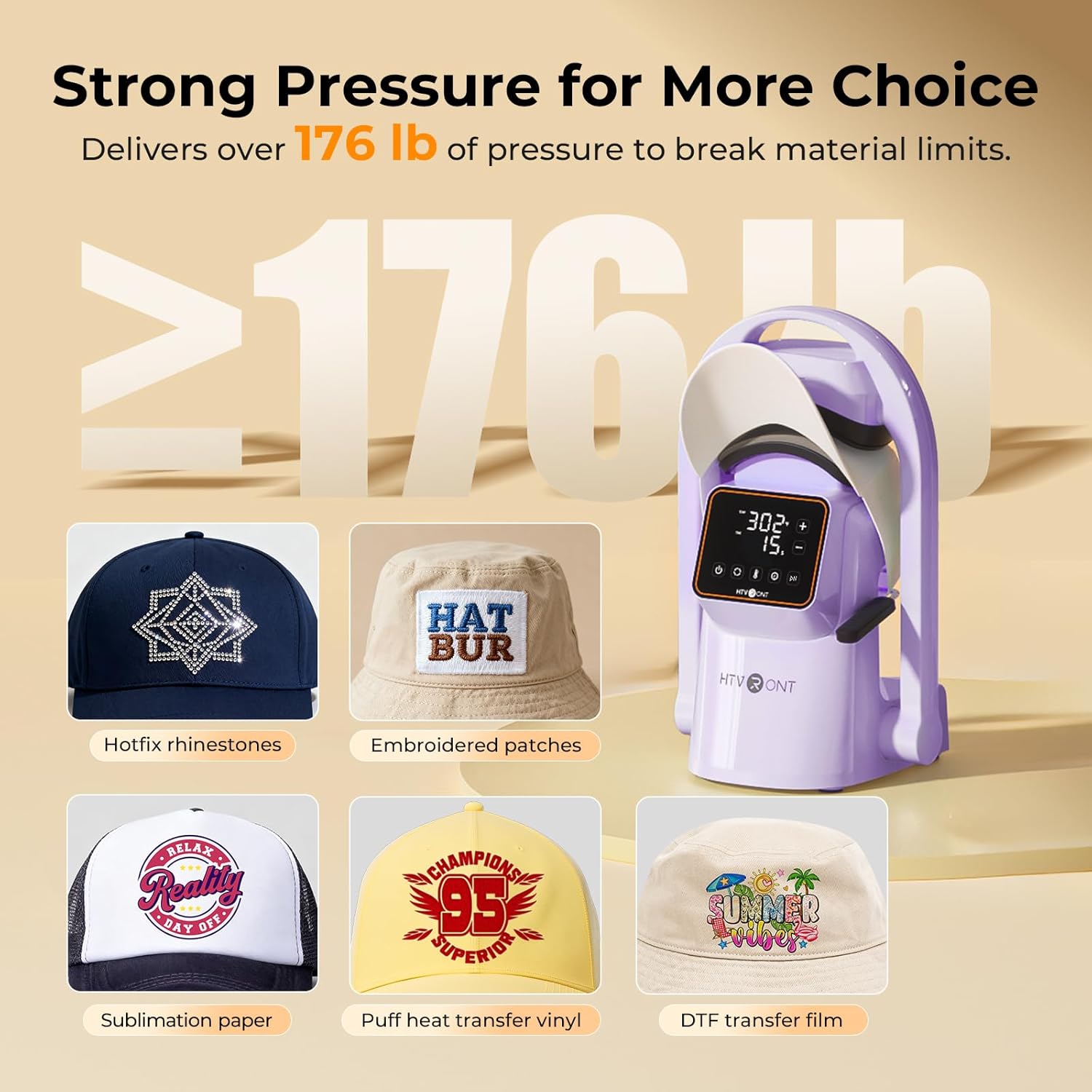 HTVRONT Auto Hat Press Machine - Hat Heat Press Machine with Precise Temp&Timer Control, Hat Heat Press Machine for Caps with 2 Platens, Compatible with DTF Film, Embroidery, Sublimation (Purple)