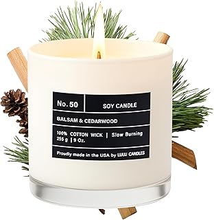 Lulu Candles | Balsam & Cedarwood | Smells Like Fresh Fir | Luxury Scented Soy Jar Candle | Hand Poured in The USA | Highly Scented Long Lasting (9 Oz.)