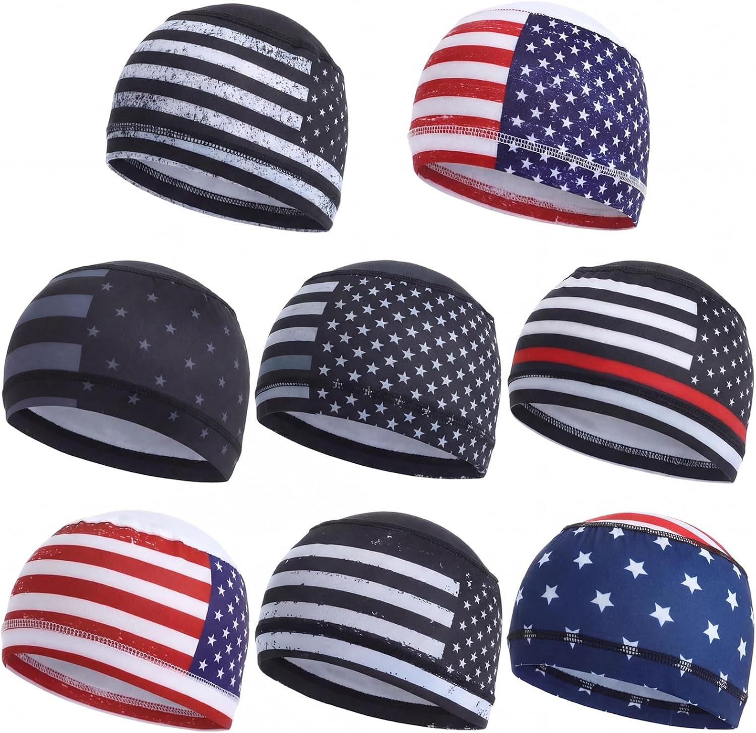 Geyoga 8 Pcs Skull Cap Cooling Cap Bulk Helmet Liner Sweat Wicking Running Beanie Head Wrap Cycling Bandana for Men Women
