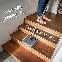 Vista 5 de Juego de trapeador y cubo, trapeador giratorio con sistema de agua sucia separado, mopas de limpieza profunda para suelos, trapeadores versátiles