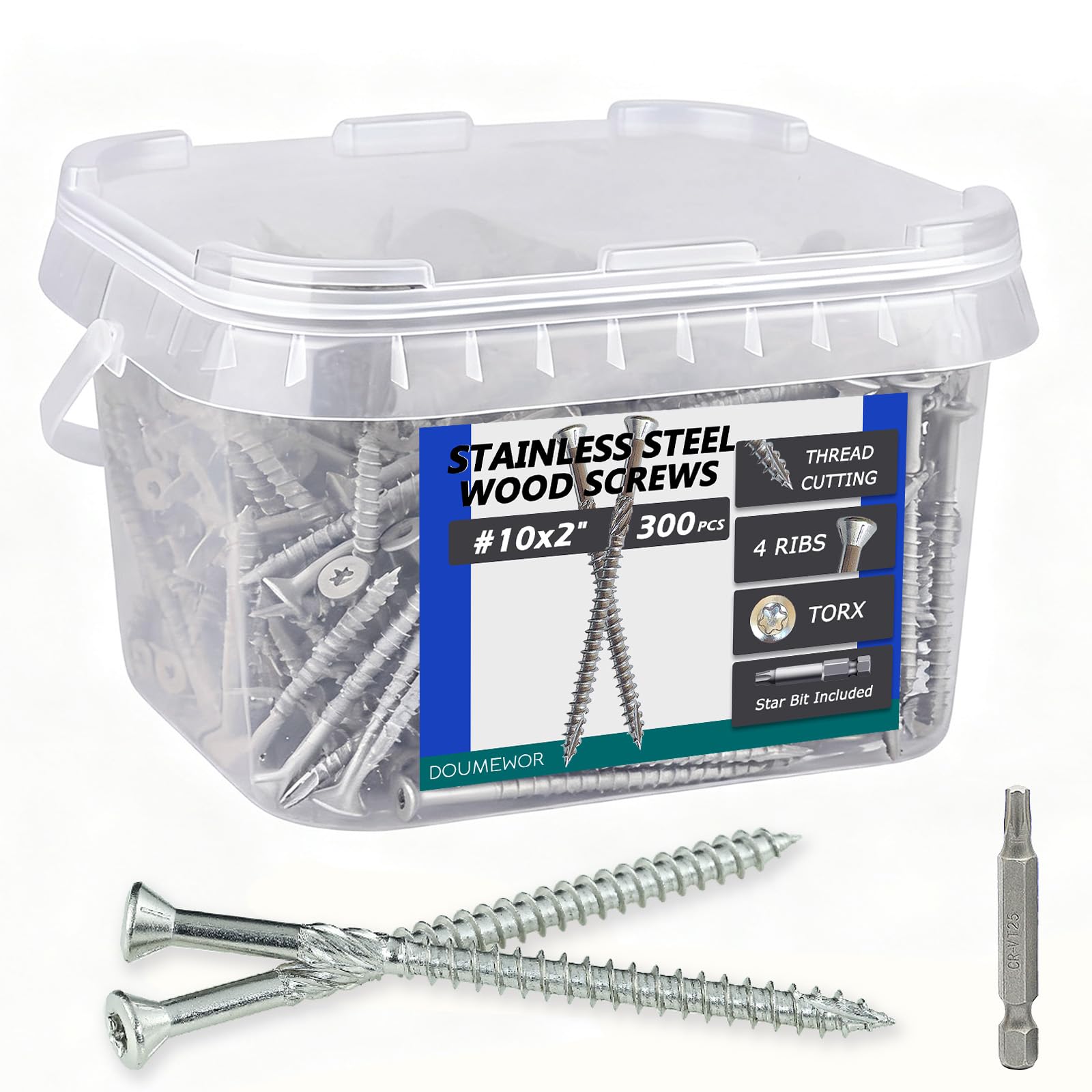 Doumewor #10 x 2 304 Stainless Steel Deck Screws