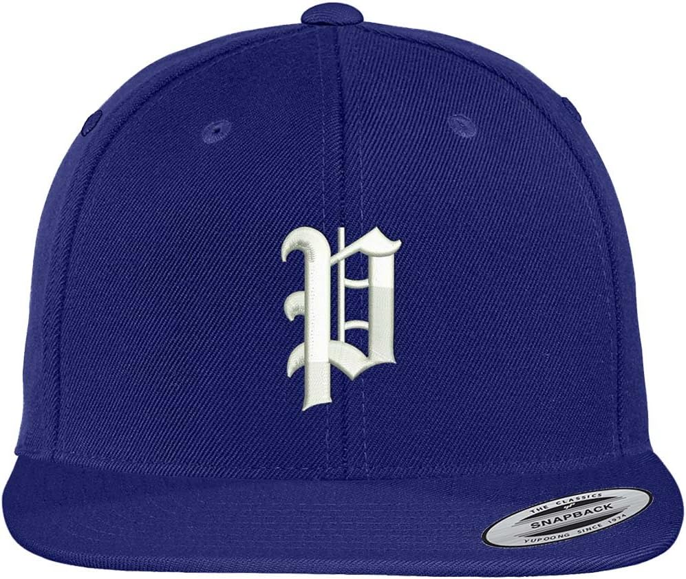 Trendy Apparel Shop Old English P Embroidered Flat Bill Snapback Cap