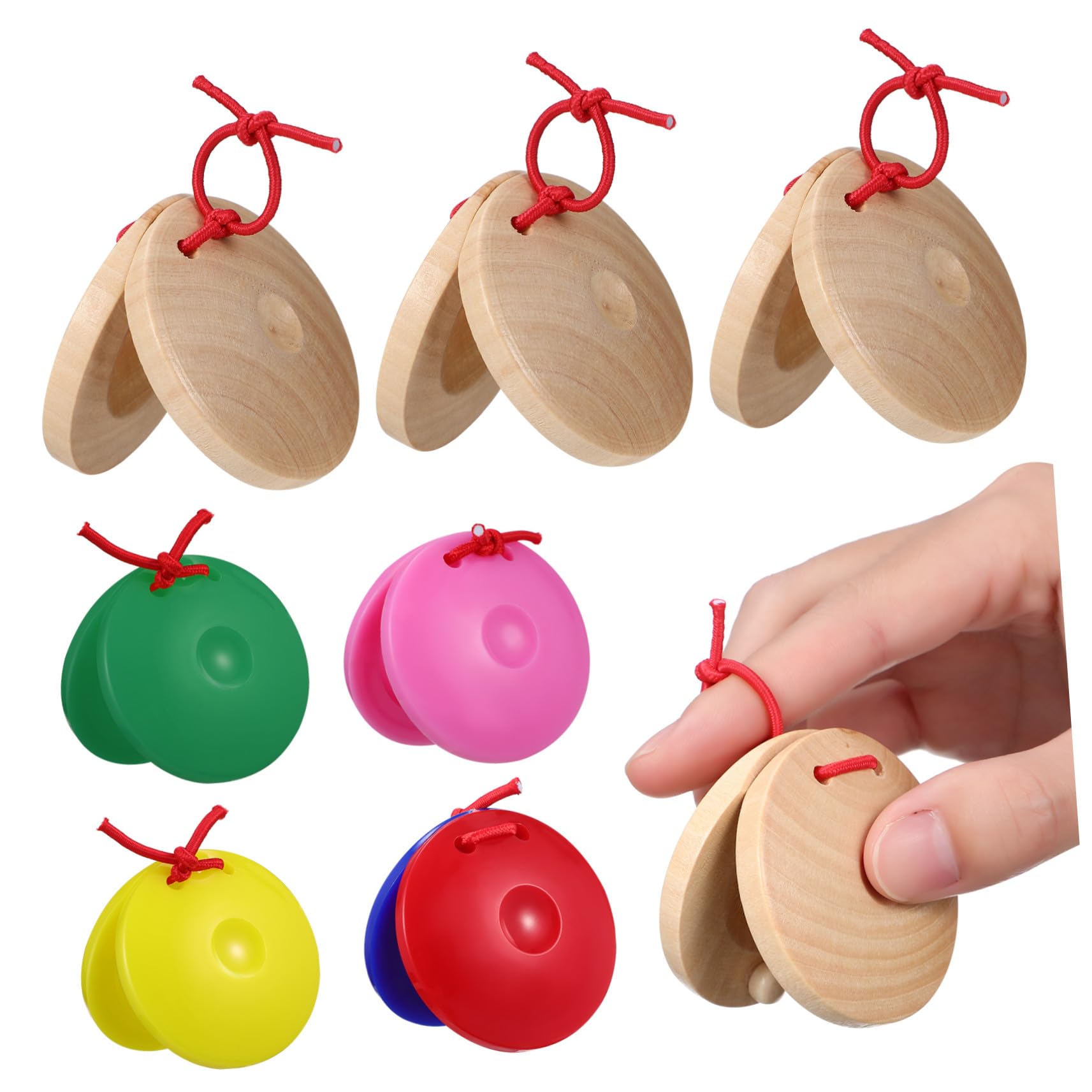 Juguete de Castañuelas de Madera y Plástico para Niños, 24 Piezas, Instrumento Musical Educativo para Entrenamiento Auditivo y Comunicación Familiar