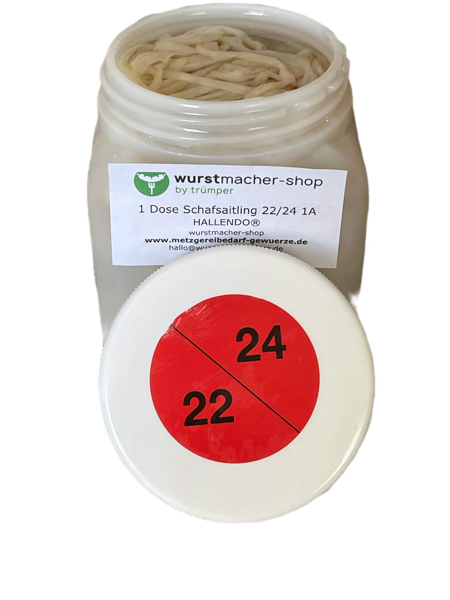 Australische Schafsaitlinge Saitling Schafsdarm Kaliber 22/24 1A 91,4 Meter in der Dose füllfertig | wurstmacher-shop by trümper HALLENDO®