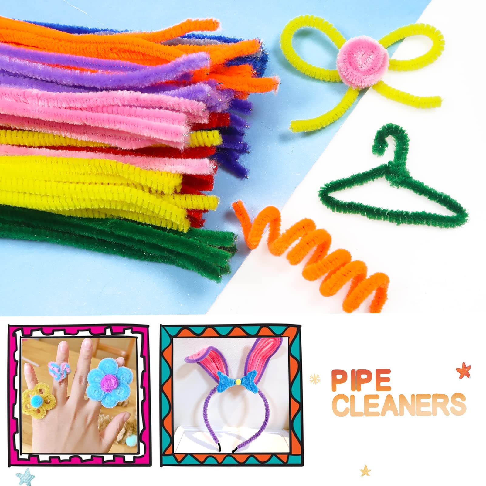 100 Scovolini Ciniglia Verdi + 100 Occhi Mobili Adesivi - Per Lavoretti Fai Da Te, Bambole E Decorazioni - Foto 11