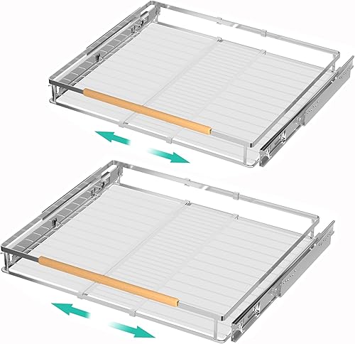 iPEGTOP Paquete de 2 organizadores de estantes extraíbles para gabinetes, estantes de despensa deslizables extensibles, deslizantes, resistentes,