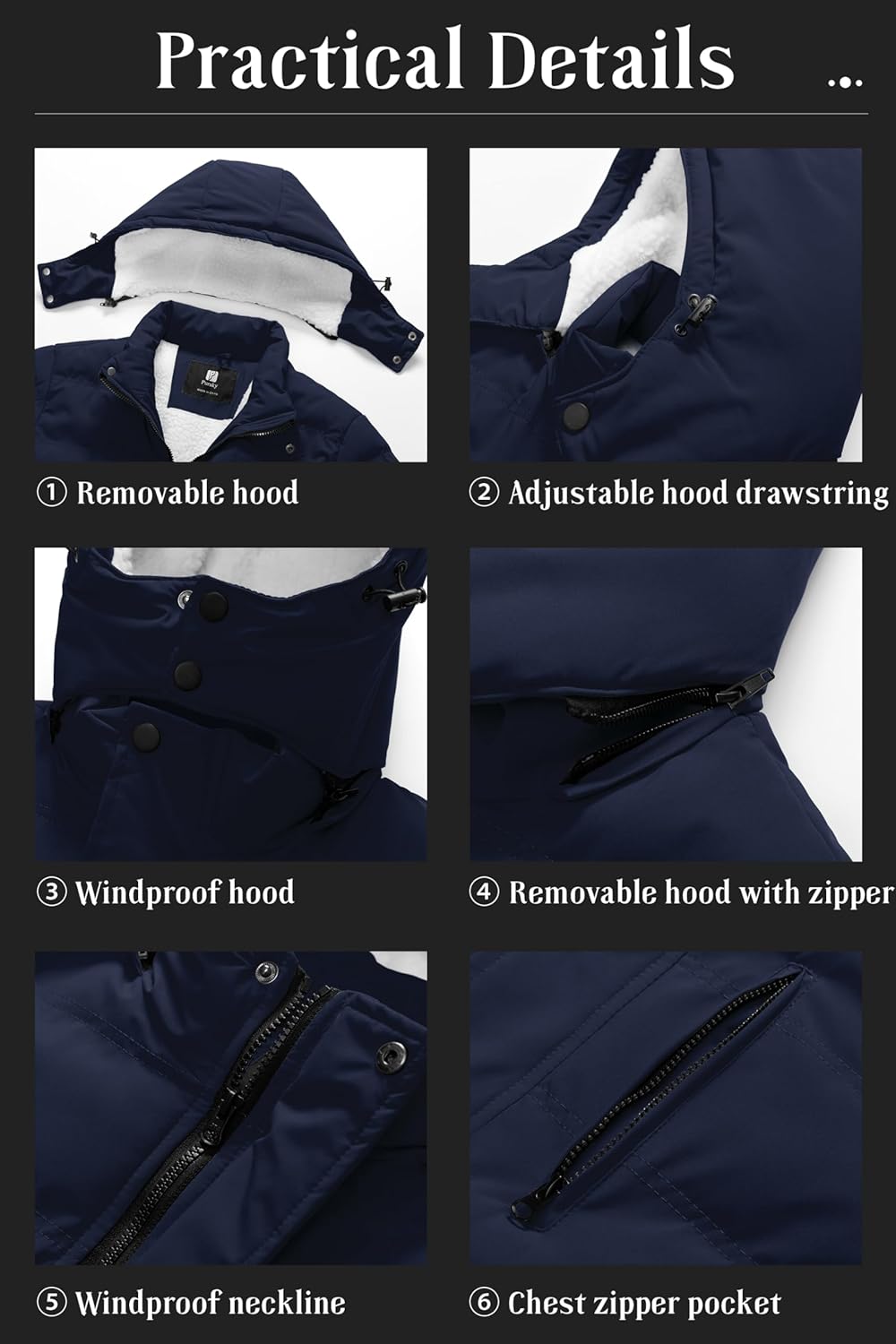 Pursky Men's Long Winter Coat Warm Sherpa Lined Quilted Puffer Jacket Waterproof Thicken Puffy Parka with Hood - Image 6