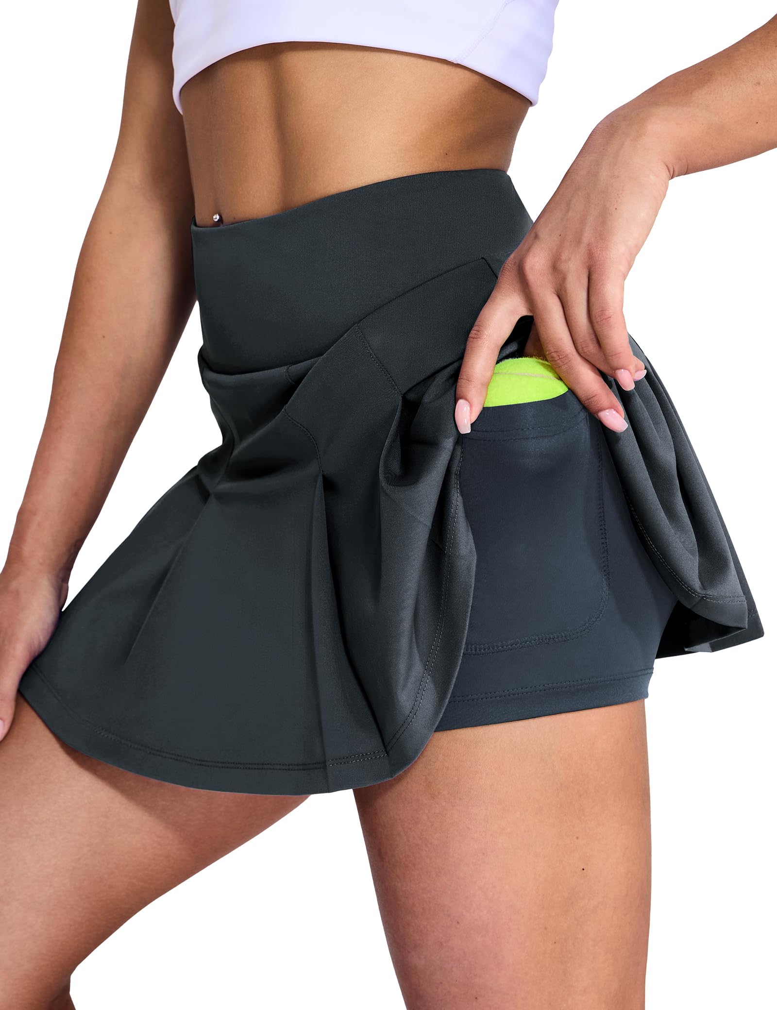 MIER Faldas de tenis para mujer, falda plisada de golf con bolsillo de forro de cintura alta, falda atlética para correr, entrenamiento, deportes