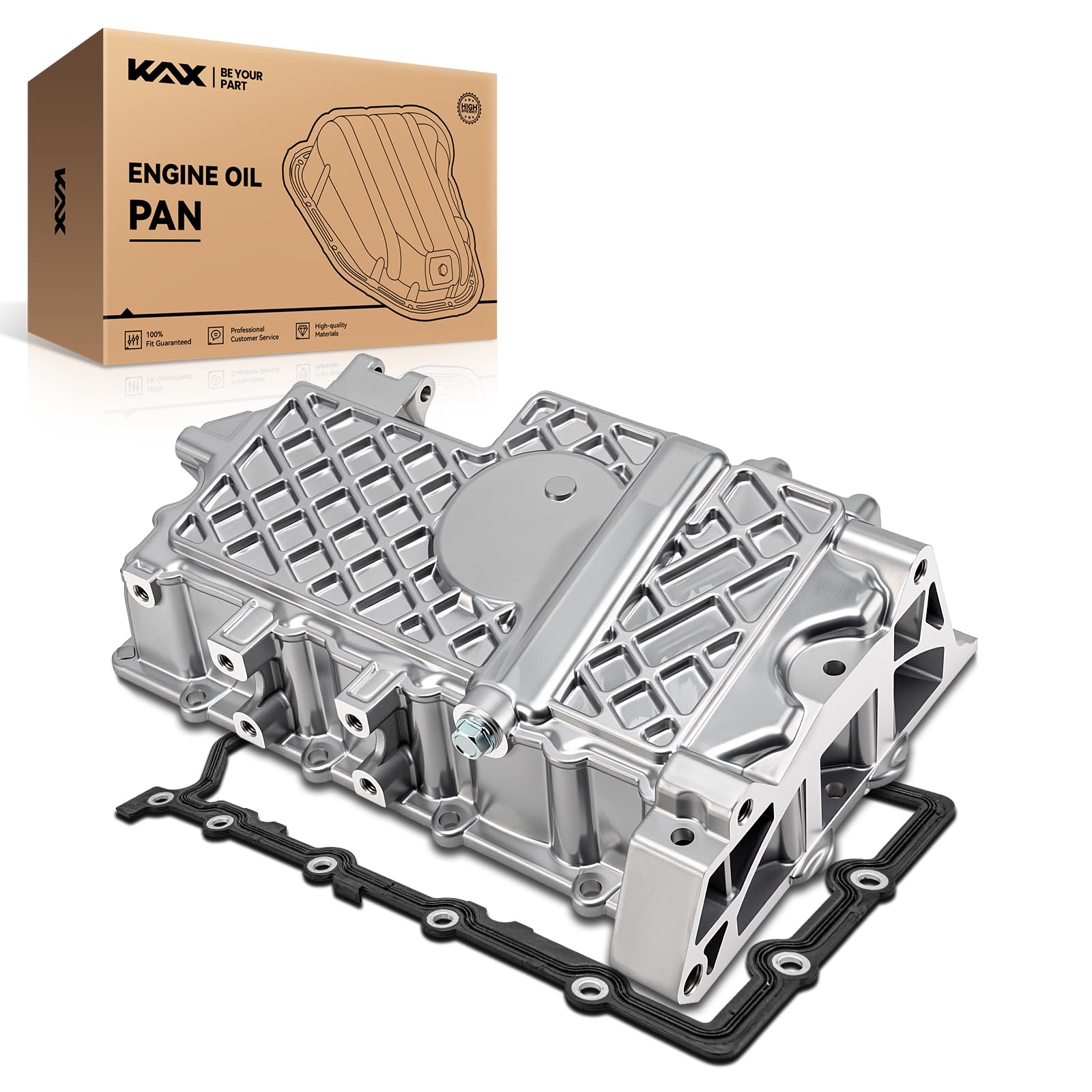KAX Engine Oil Pan Compatible with 2002-2008 Mini Cooper | 264-563 with Drain Plug &amp; Gasket Fit for 2002-2006 Cooper 2007-2008 Cooper 1.6L/1.6T