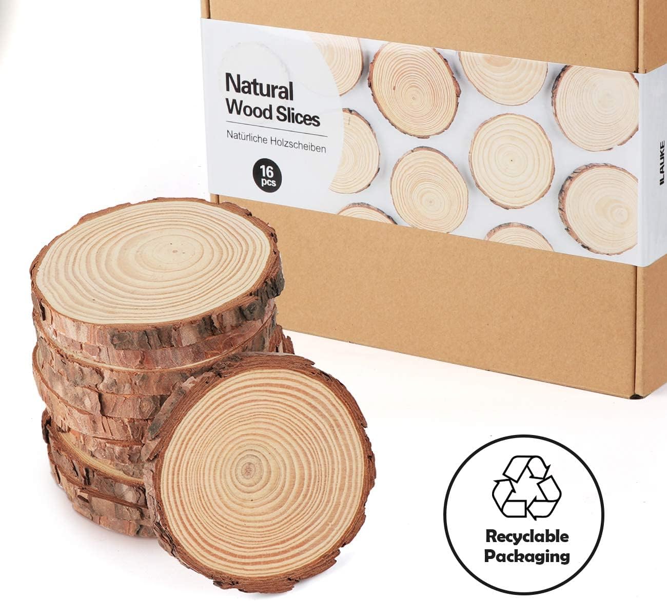 Buy Wood Slices 16Pcs 3.5''4'' Unfinished Wood Rounds Natural Thicken