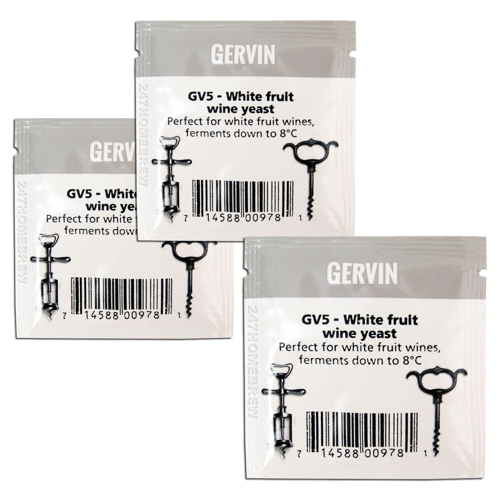 Gervin White 3X Wine Yeast Gv5 No.5 Label Wine 5G Develops Bouquet 23L