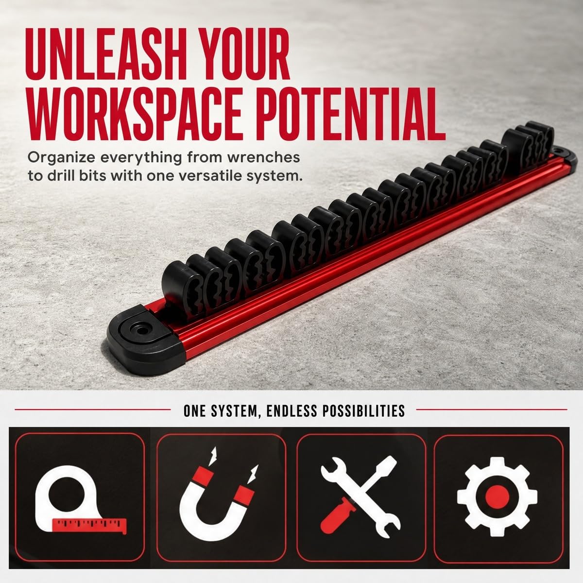 2 Pz Barre Magnetiche per Attrezzi, 40cm Porta Attrezzi Magnetico con 12 Clips da 1-7mm Barra Magnetica Portautensili Organizzatore di Bussole Porta Bussole Magnetiche per Garage Officina