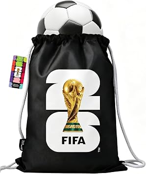 FIFA World Cup 2026 Officially Licensed Drawstring Backpack - Nylon Drawstring Bag Large Capacity for Sports, Gym Sackpack for Men Women, Travel & Daily Use, White