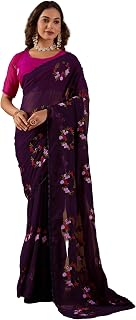 MAFAZ STORE Georgette Sequin Embroidered Saree for Women, Bollywood Style Party Designer Saree with Sequin Butti Work & Un... Price In India
