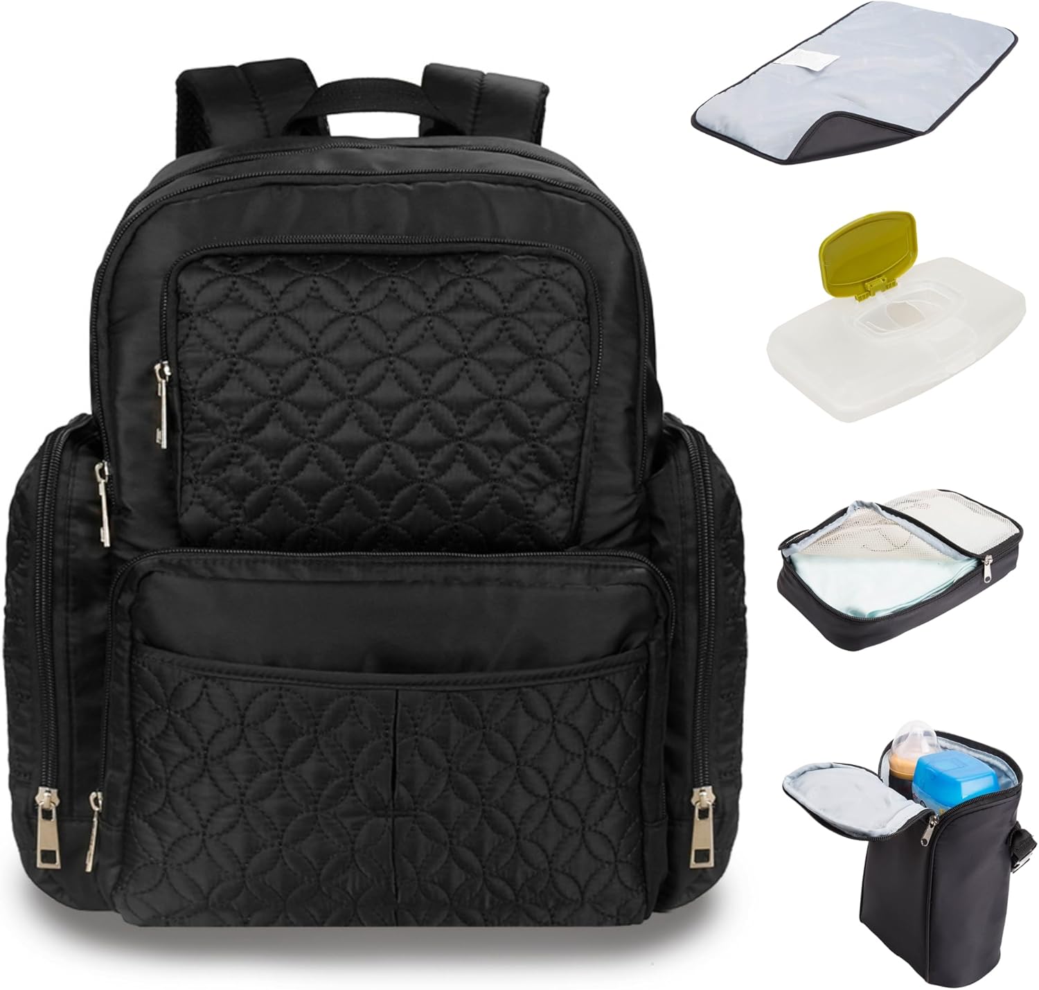 Cubs & Bubs Quilted Diaper Bag Backpack Baby Bag for Mom