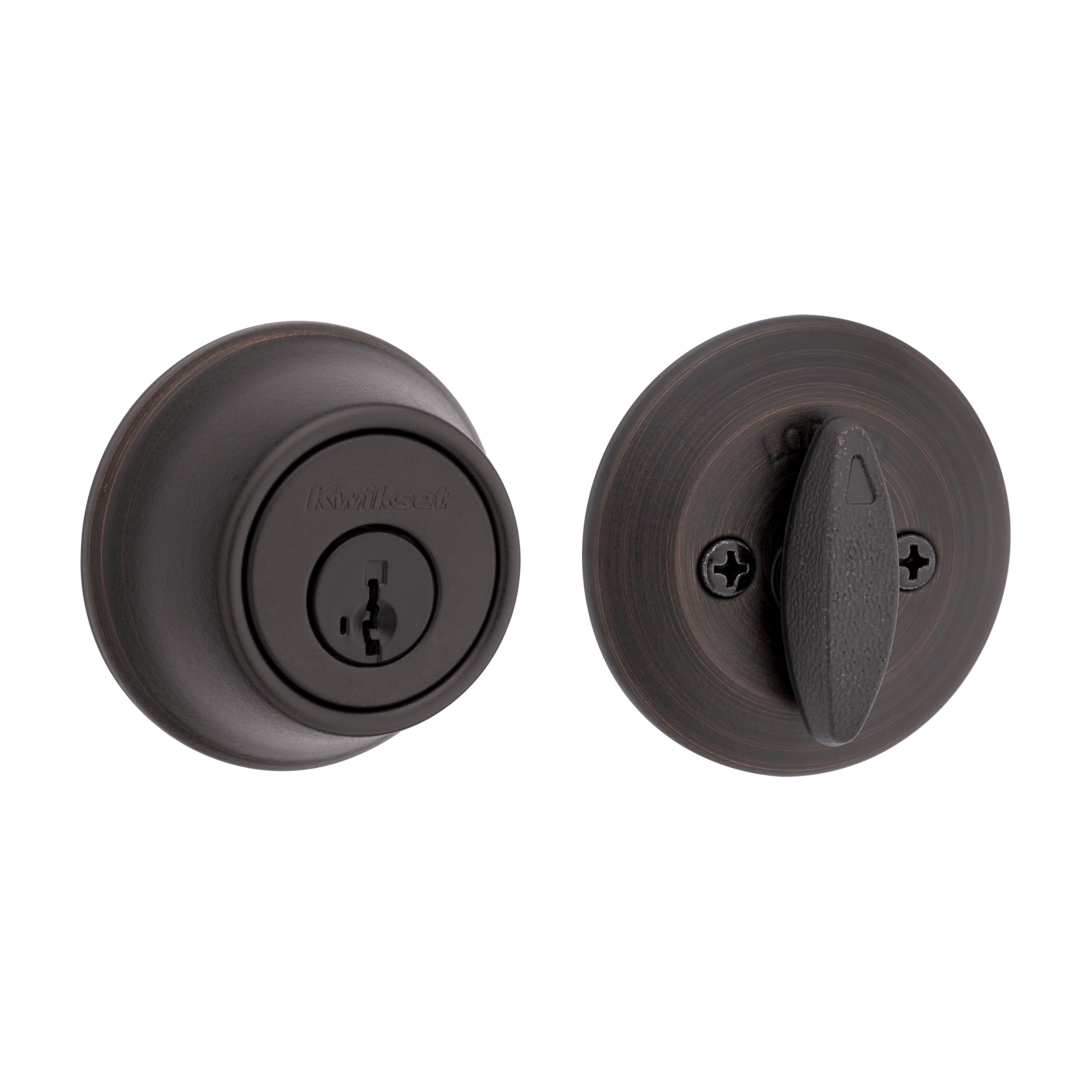 Kwikset 660 Deadbolt Lock, Venetian Bronze Round Exterior Keyed