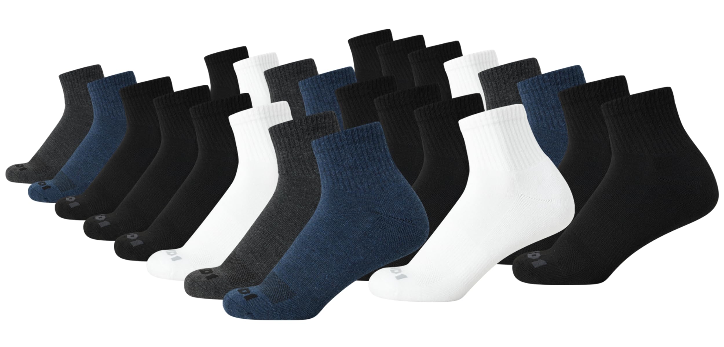 AND1Men's Socks - Athletic Cushion Quarter Cut Socks (24 Pack)