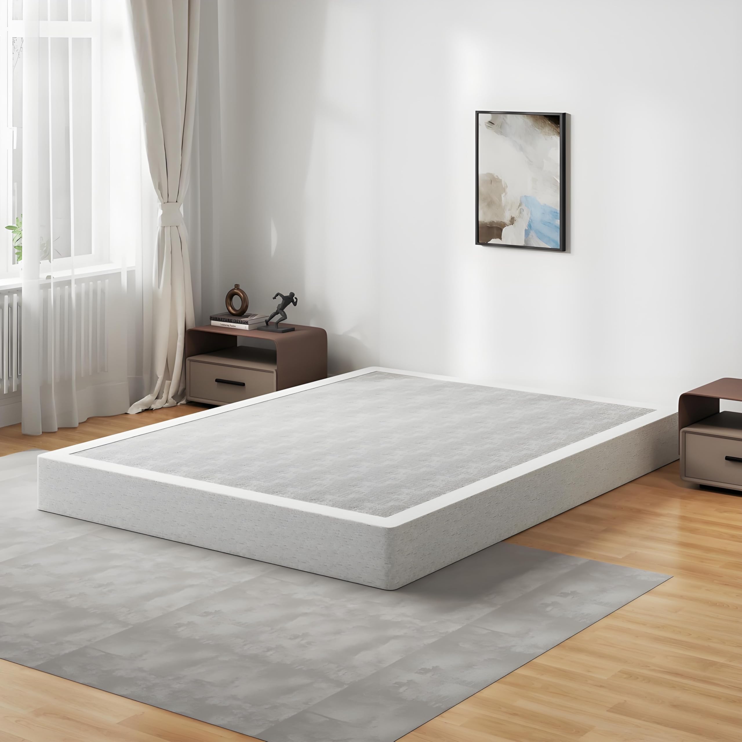 7 Inch Box Spring King Size Bed Base 3000lbs Heavy Duty King Box Spring Metal Mattress Foundation Tool-Free