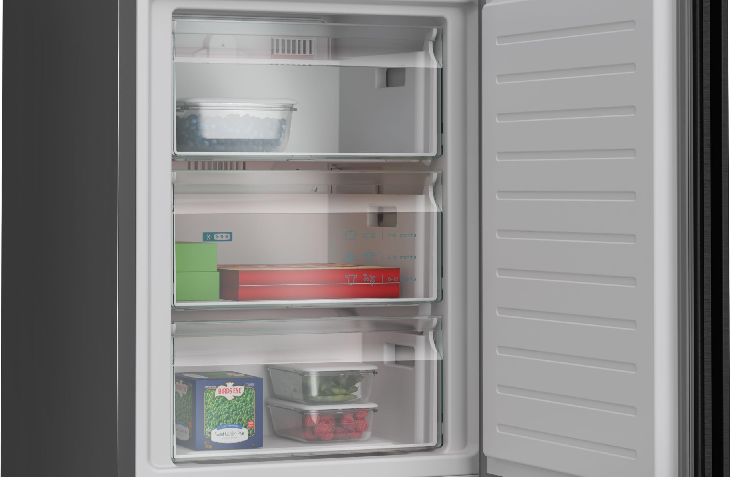 Siemens iQ300 Freistehende Kühl-Gefrier-Kombination 203x60, KG39NVXAG, 260 L Kühlen & 103 L Gefrieren, Total noFrost, Nahtlose Platzierung, hyperFresh 0°C, LED-Beleuchtung, antiFingerprint Schwarz