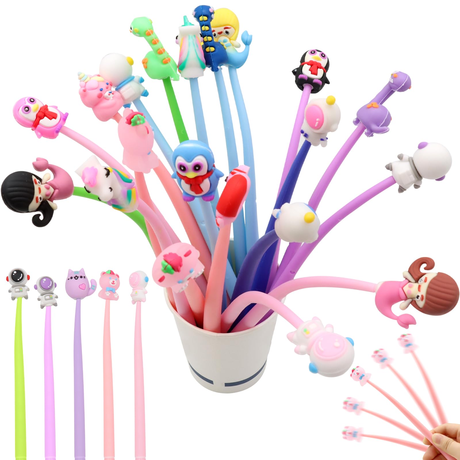 Lot De 30 Stylos Gel Avec Têtes D'animaux Kawaii - Stylos Amusants 0,5mm Noir, Cadeaux Enfants - 4