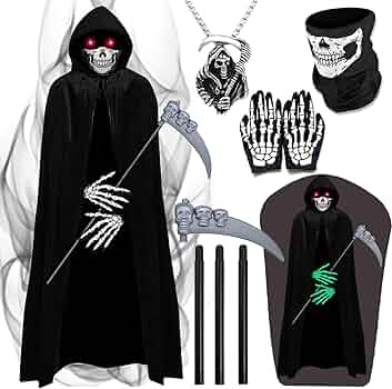 Teksome Cape De Faucheuse Noire, Costume De Faucheuse | Cape Faucheuse Halloween Pour - Costumes De Vacances D'halloween Death Reaper Pour Fêtes, Cosplay, Spectacles Sur Scène