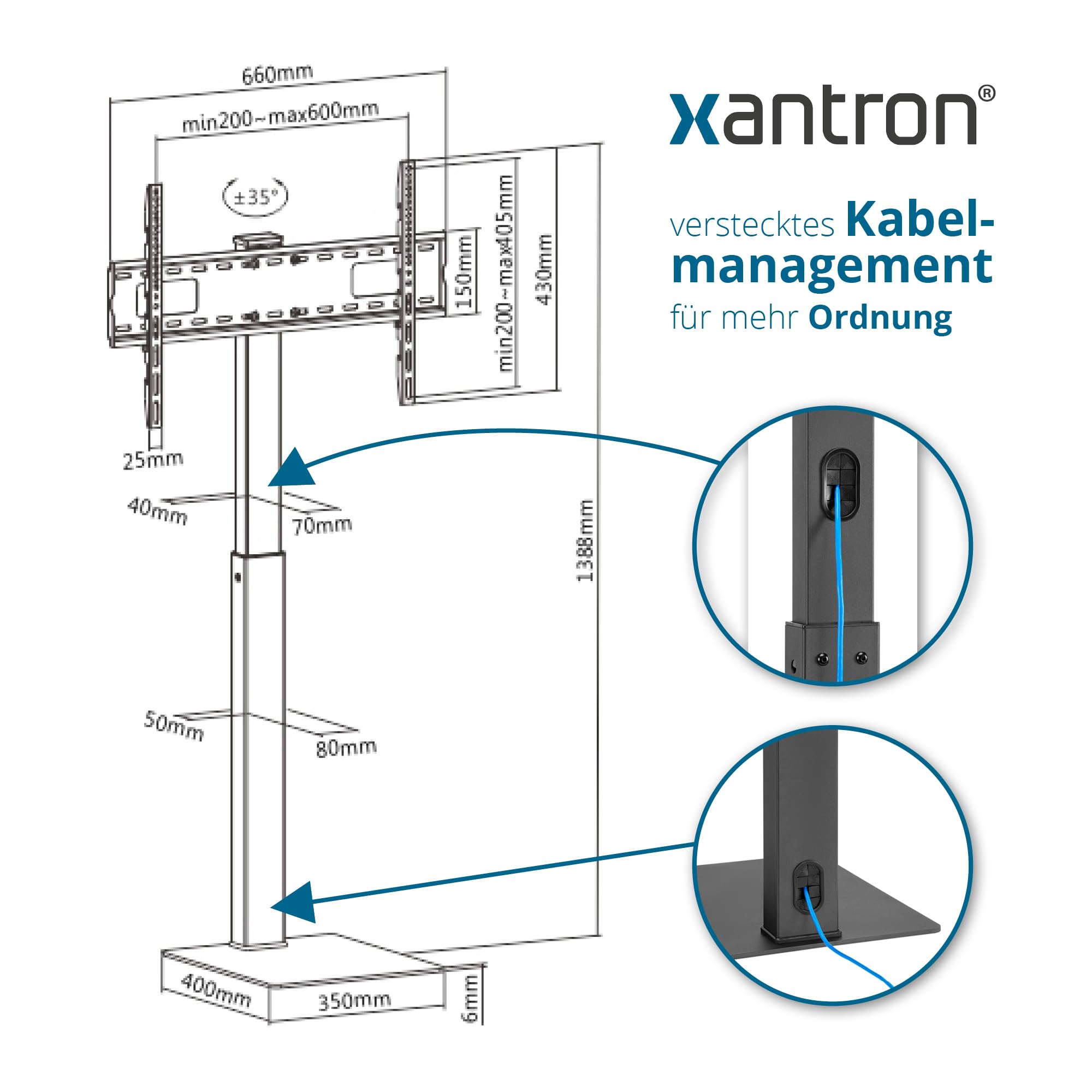 Xantron® Supporto universale per TV 37 – 75 pollici/VESA