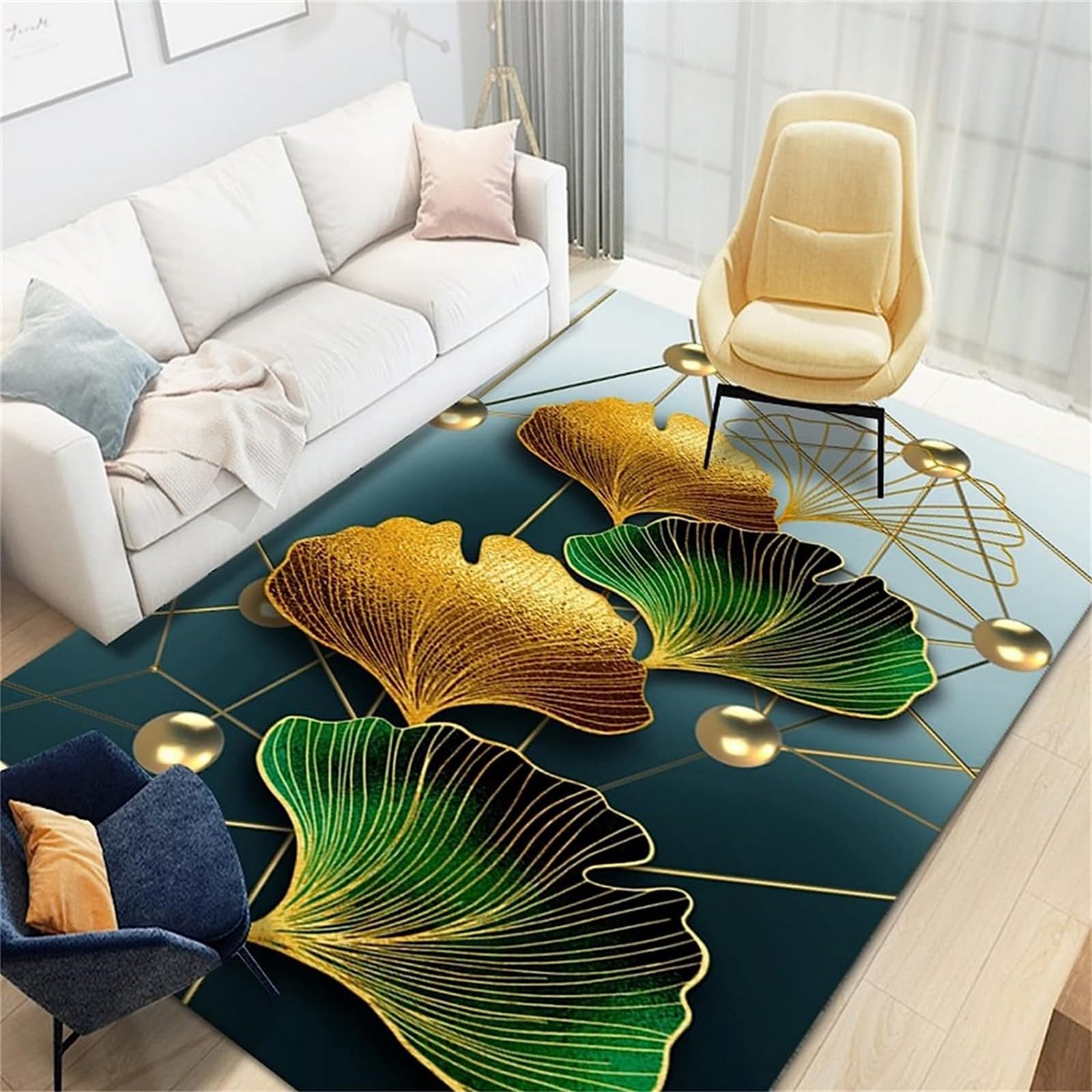 Tapis de salle de jeux antidérapant ginkgo 160x230 paillasson décoration