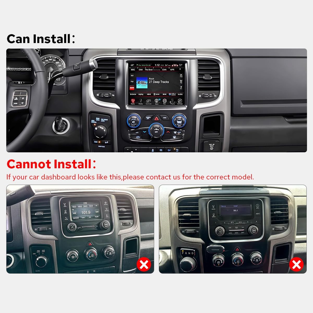 Joying Car Radio for Dodge RAM 1500/2500/3500 2013-2018 Upgrade, Android 13 Head Unit 10.1 Inch IPS Touchscreen Stereo for 8.4" OEM Display, with CarPlay & Android Auto, Mirror Link, AM/FM(JY-CR852T8)
