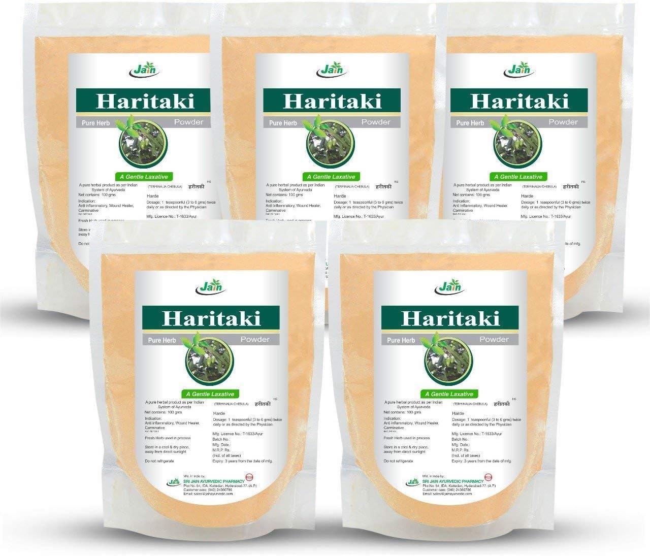ZOZO Pure Haritaki Harade Terminalia Chebula Powder - 100 g (Pack of 5)