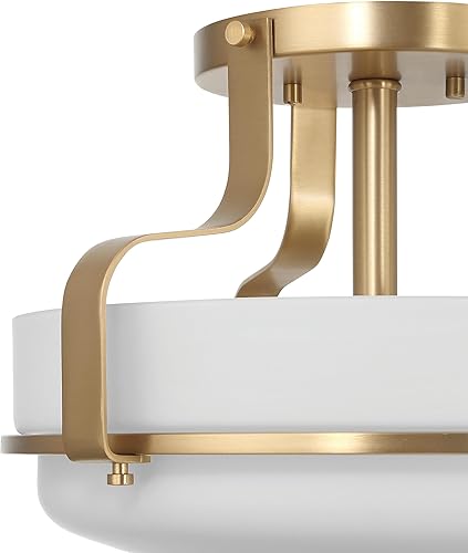 Miniatura 6 de Allegra - Lámpara de techo semiempotrada de cristal ópalo grabado y metal, color blanco y dorado