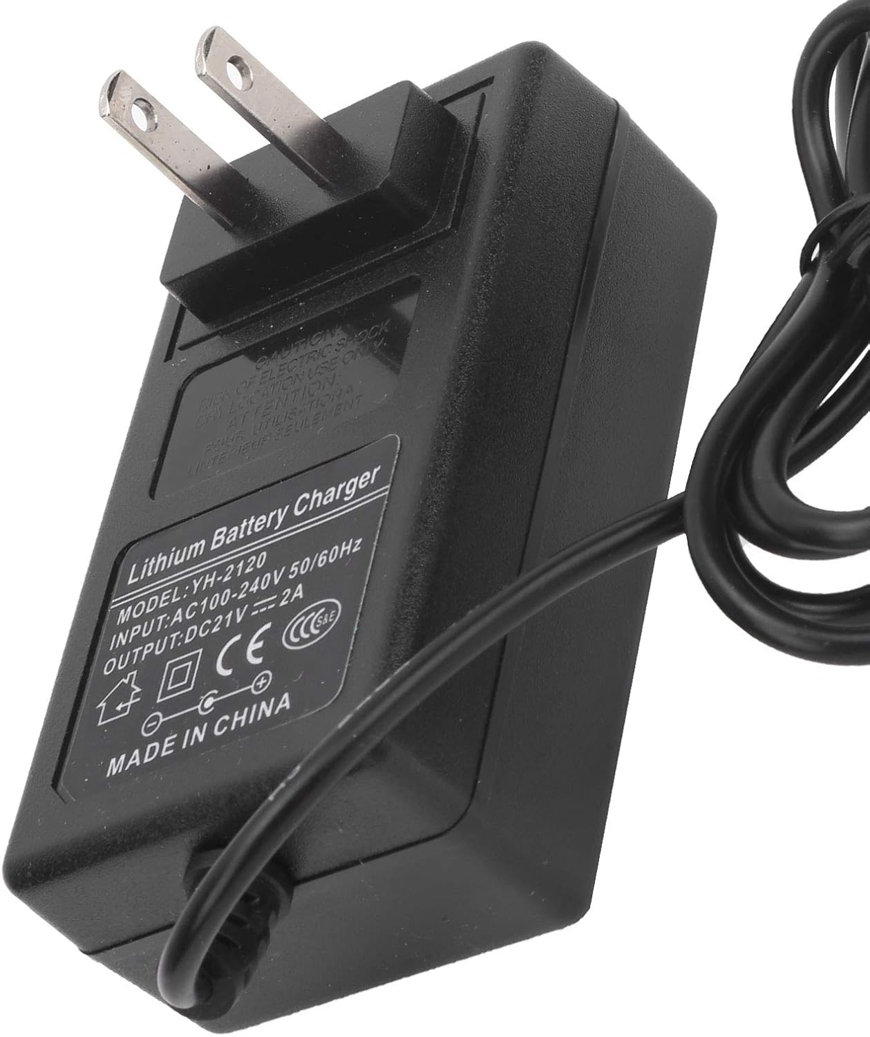 Lithium Battery Charger, 21V 2A Lithium Battery Charger AC Adapter Overvoltage US Plug 100240V