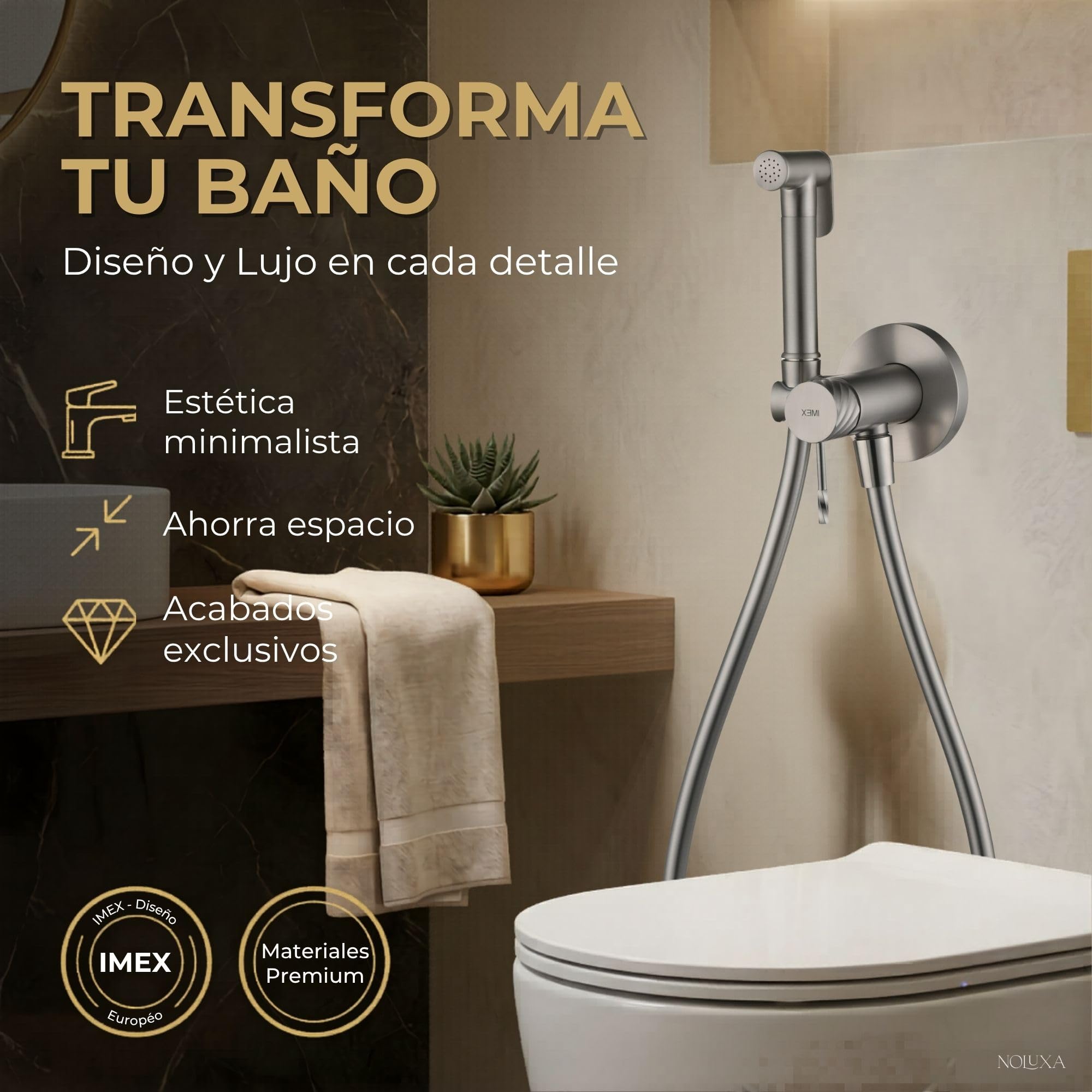 IMEX Bidet prysznic z zimną i gorącą wodą, szczotkowany nikiel, bateria do zabudowy bidet, higieniczna jednouchwytowa głowica prysznicowa do toalety, zamiennik kranu bidetowego, seria Bless