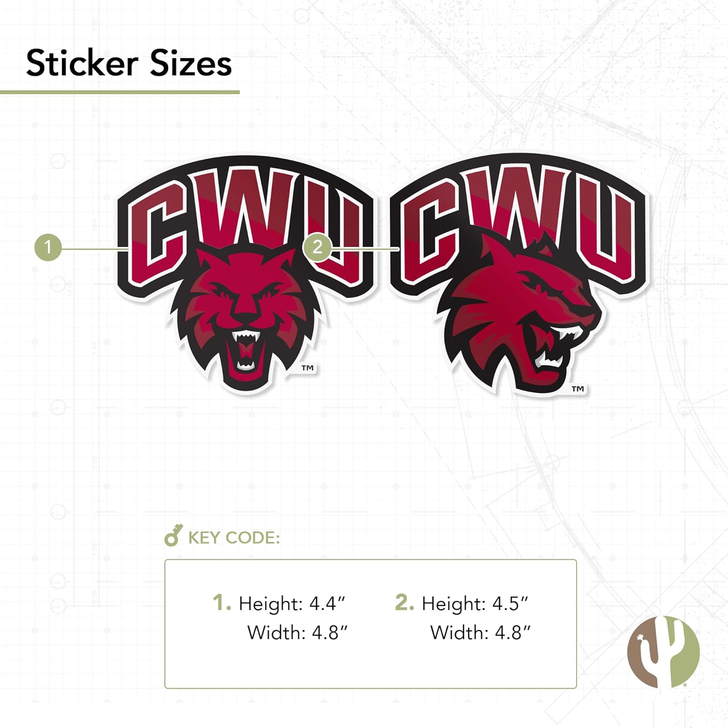 Desert Cactus Central Washington University Car Accessories Metal License Plate Frame and Sticker for Front or Rear of Car (Sticker Frame Combo - Alumni)