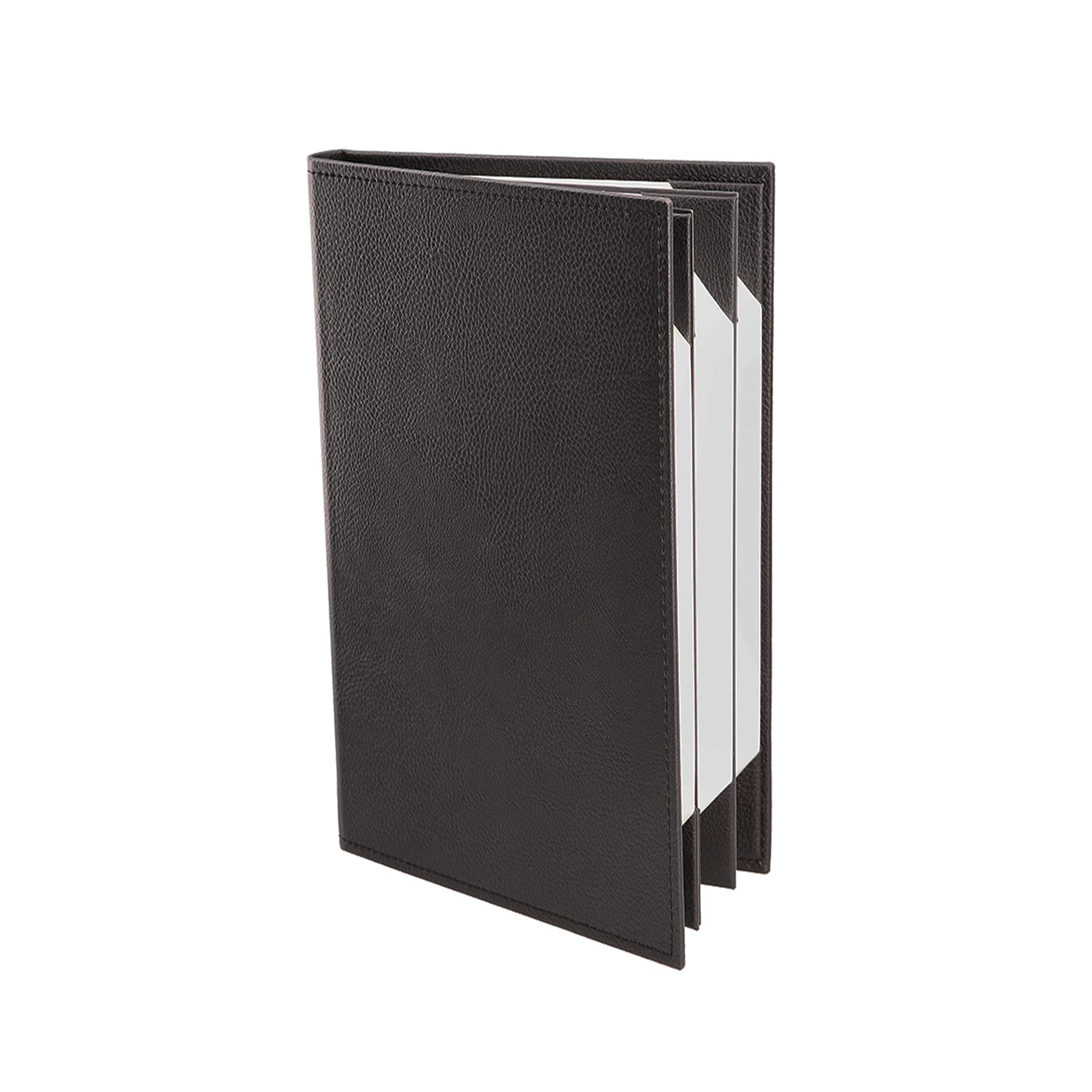 Menu Covers Made of Premium Faux Leather (10-Pack) - 8.5" X 14" (Black, 6 Views)