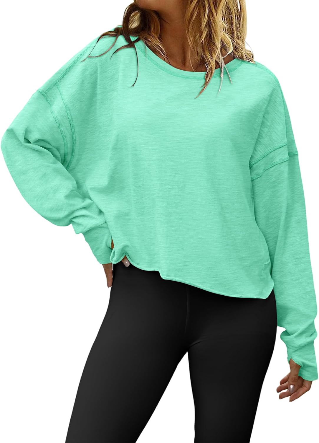 Magritta Womens Open Back Workout Top Loose Fit Boat Neck Athletic Shirts Casual Backless Crop Running Tee Y2k Yoga - Image 2