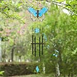 MUMTOP Chimes de vent de papillon pour l'extérieur, Chimes à vent en verre teinté pour patio, extérieur,Jardin,Yard,Coastal,Venteau,Décor à la maison ou Cadeaux pour les femmes(Couleur)