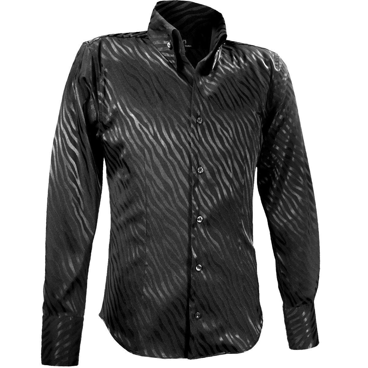 Amazon.co.jp: サテンシャツ ドレスシャツ スキッパー 無地 ゼブラ柄