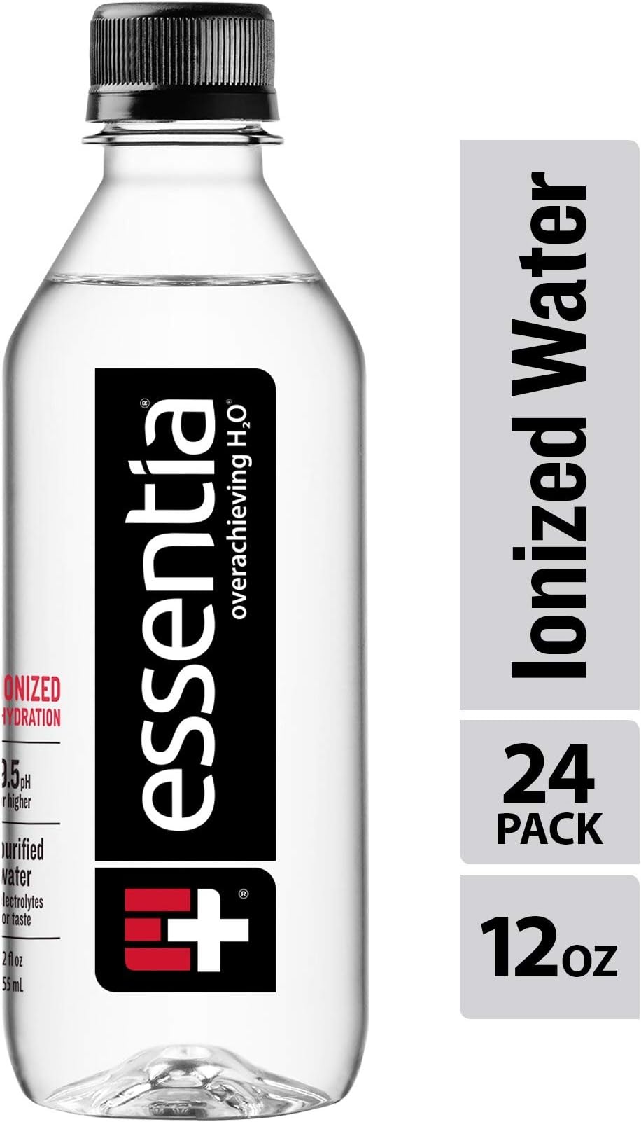 Essentia Water;Ionized Alkaline Bottled Water Clinically Shown to Rehydrate Better*; 99.9% Pure; 9.5 pH or Higher; Consistent Quality in Every BPA and Phthalate-Free Bottle, 12 oz (Pack of 24)