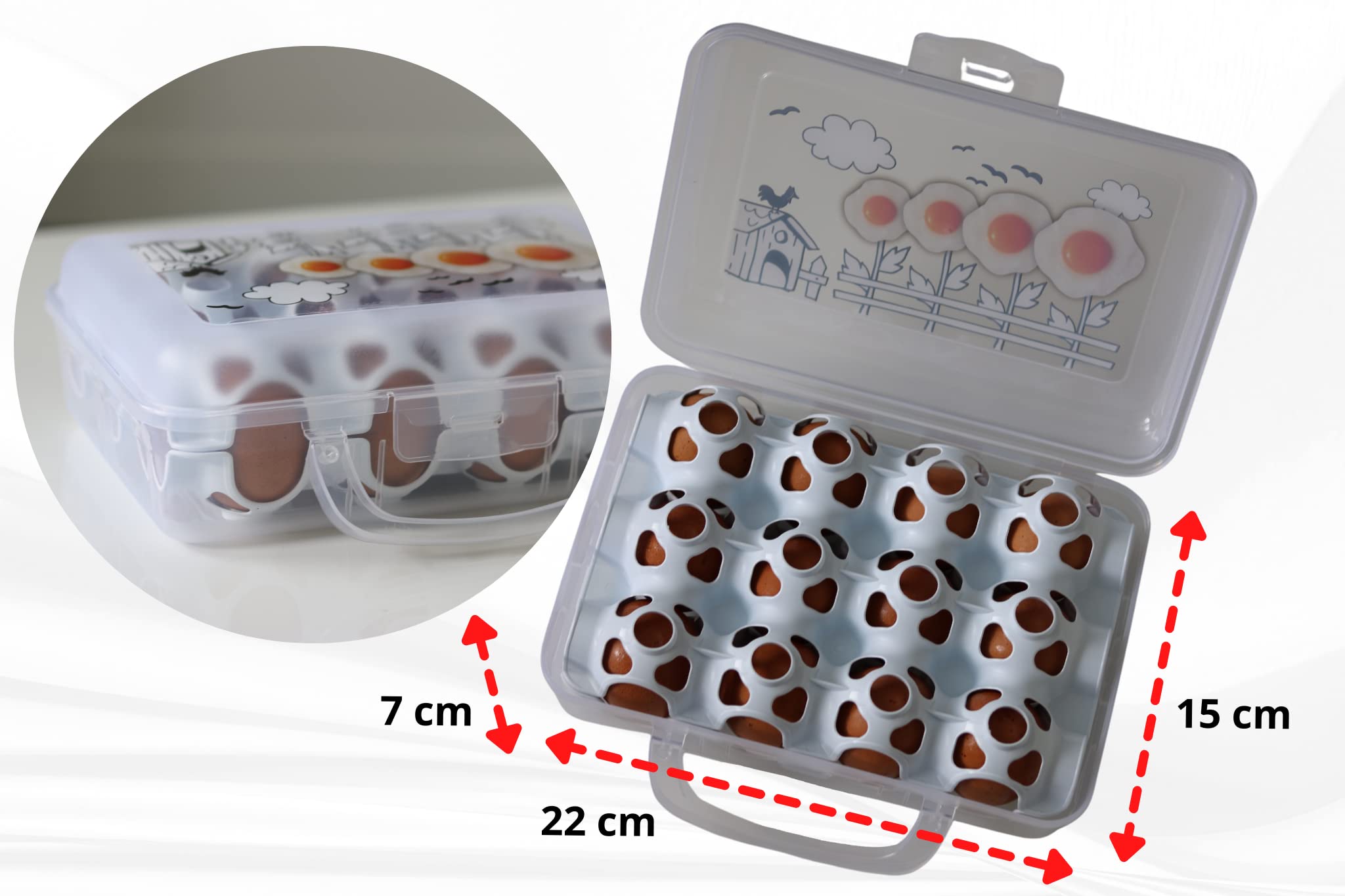 Portauova Per Frigorifero - Contenitore Trasparente Con Coperchio Per 34 Uova - Foto 2