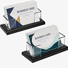 2 Pieces Acrylic Business Card Holder, Acrylic Business Card Holder, Plastic Business Card Display Stand, for Office, Exhibition, Home, Restaurant