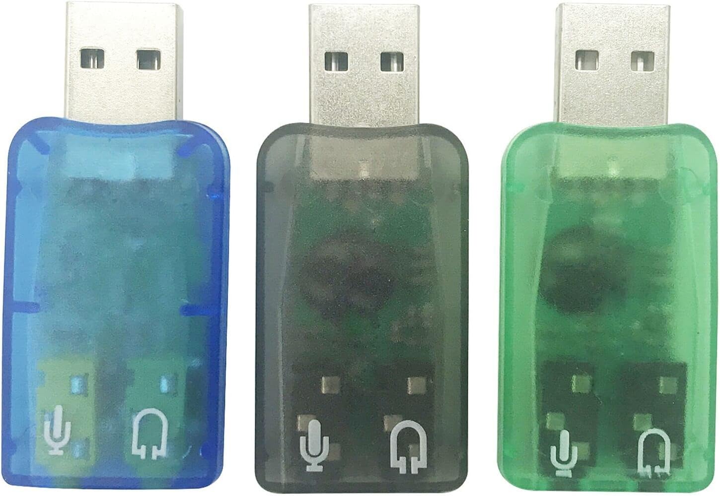 USB Audio Adapter 3.5mm Headphone and Microphone Jacks External Stereo Sound Card Plug and Play No Drivers Needed Compatible Windows, Mac, Linux, PC, Notebook, Desktop, PS4 (Three Colors)
