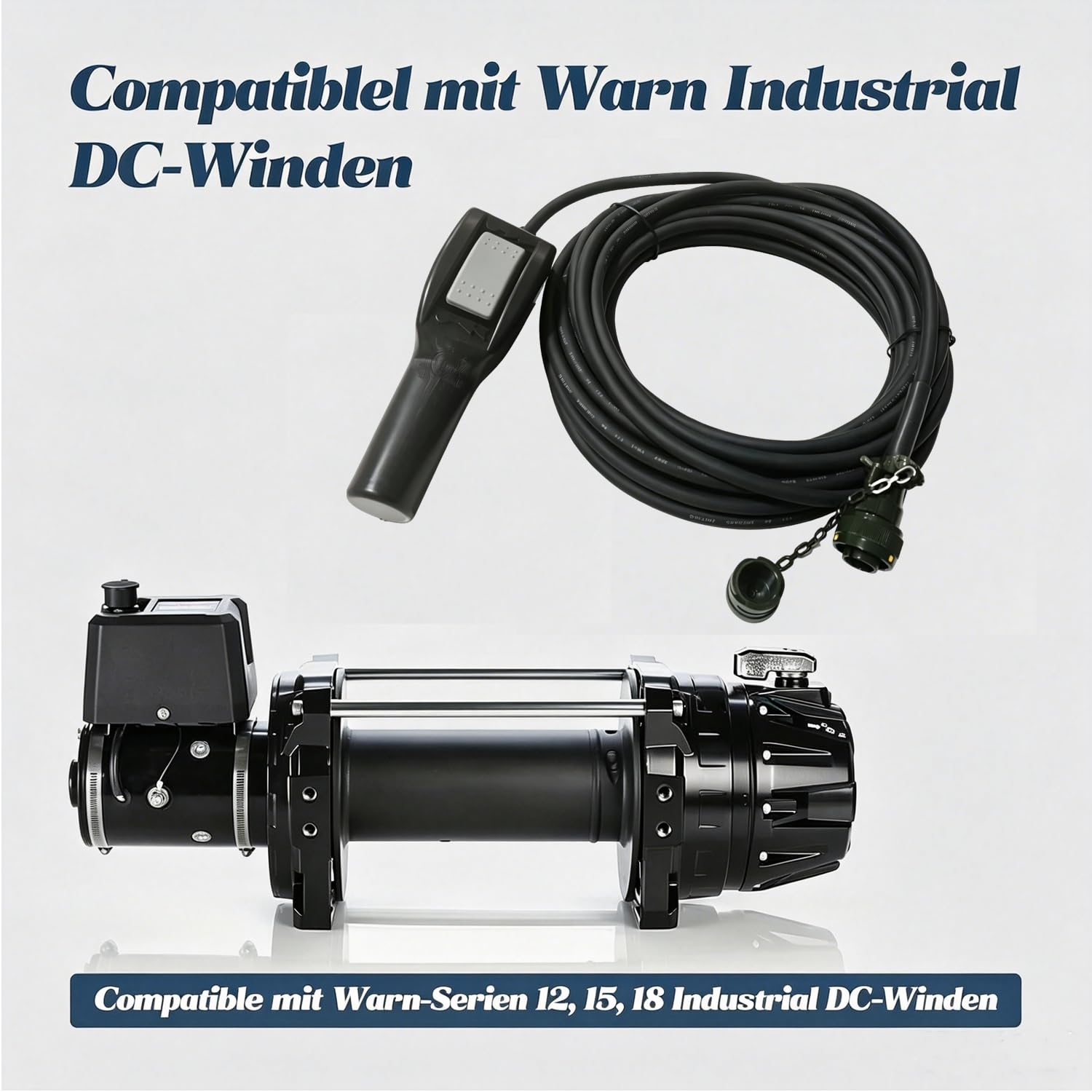 WARN 85394 ręczny pilot do wciągarki linowej, przewodowy pilot zdalnego sterowania do wciągarki linowej DC, kabel 33" (10 m), do offroad, przyczepy kempingowej i warsztatu