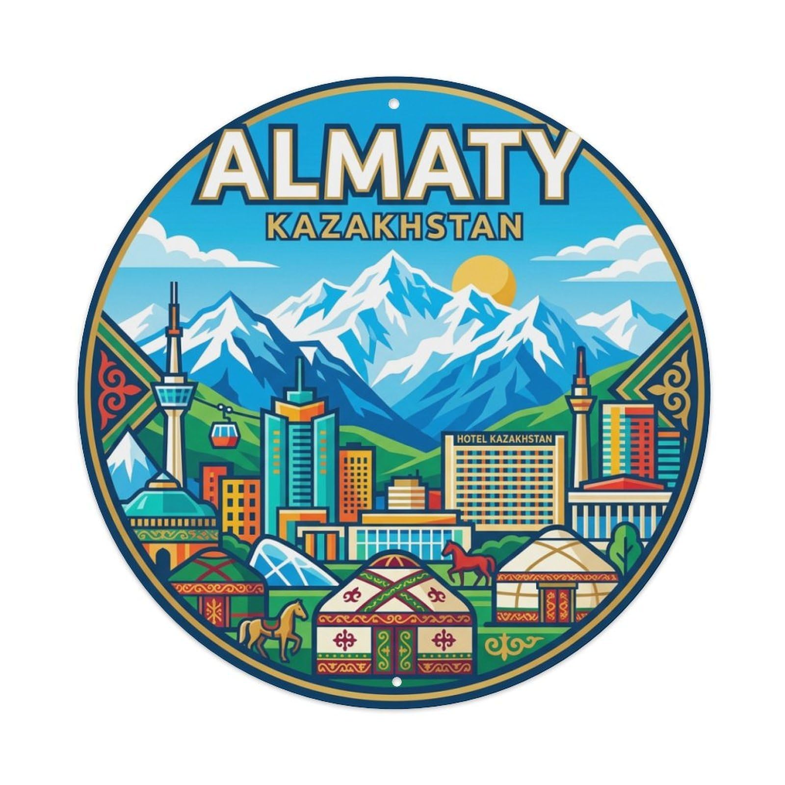 Travel Vintage Kazakhstan Almaty Metal Tin Sign