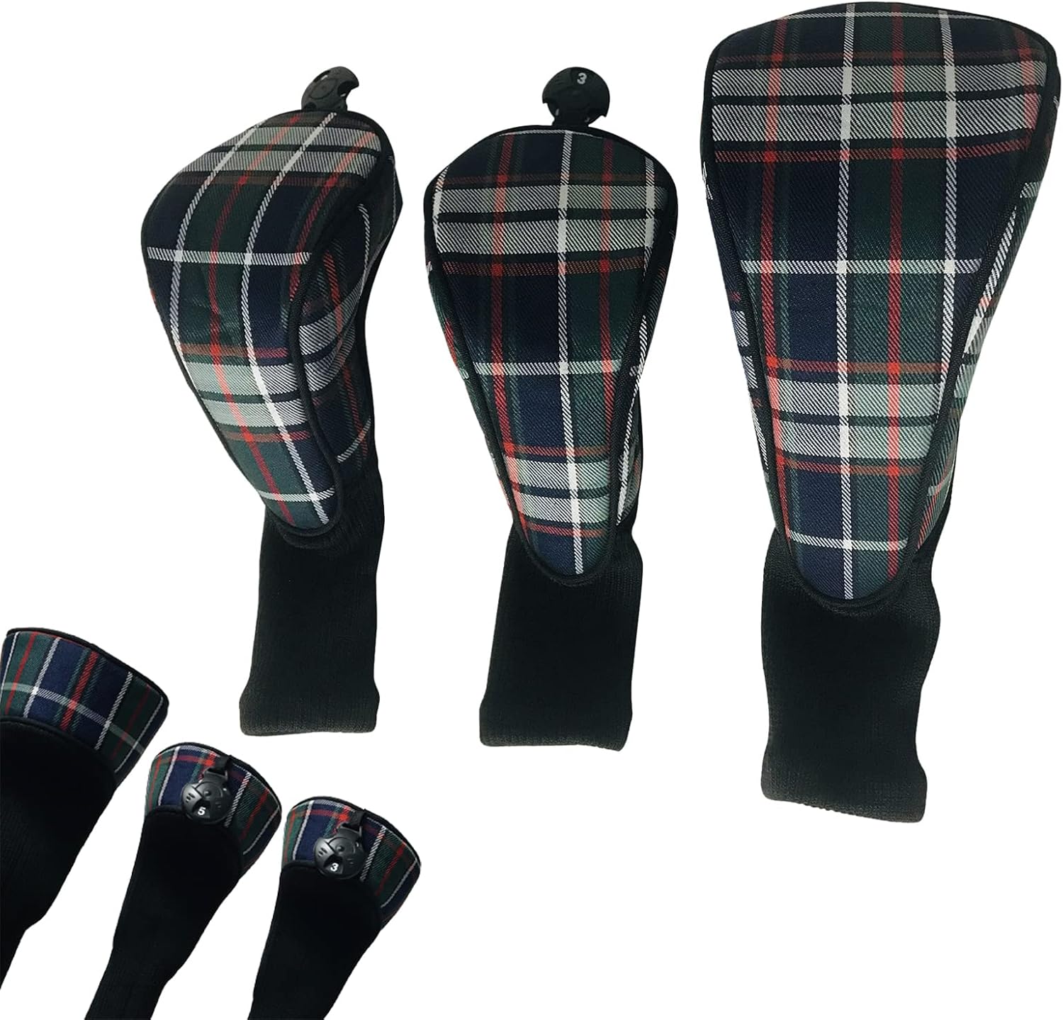 3 Pcs/Set Golf Club Head Covers Plaid Cloth Golf Protection Cover 3 Model Options Driver Golf Fairway Hybrid Headcover Golf Club Iron Cover